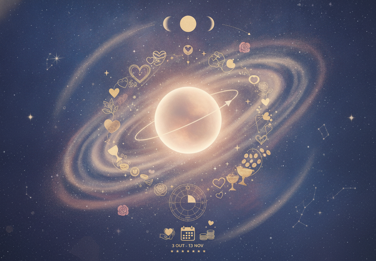 Ilustração etérea de astrologia Nova Era, com uma mulher meditando sob um céu celestial, simbolizando a introspecção de Vênus retrógrado e o autoconhecimento.